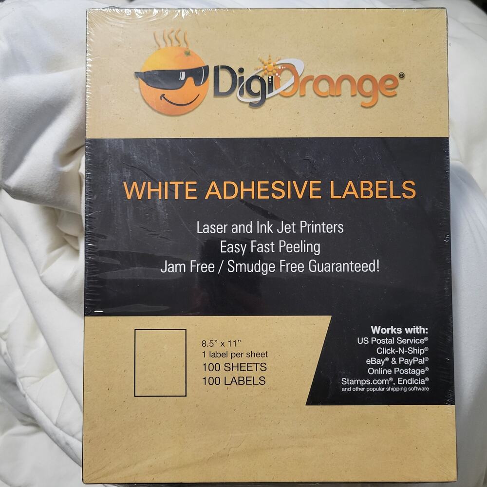 NWT Digiorange White Mailing/Shipping Labels for Laser/Inkjet Printers 8.5"x11"